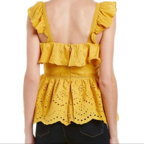 Moon River Anthropology Yellow Eyelet Tank Size S - Picture 2 of 10